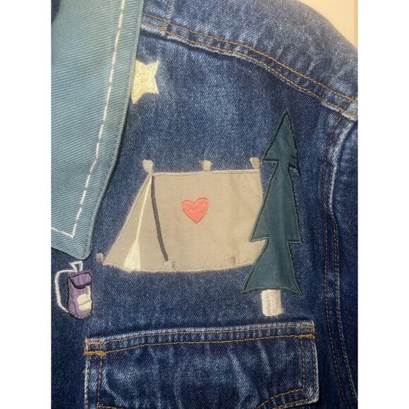 Christopher & Banks Women’s Embroidered Denim Jacket Camping Blue Large VINTAGE - Picture 3 of 10